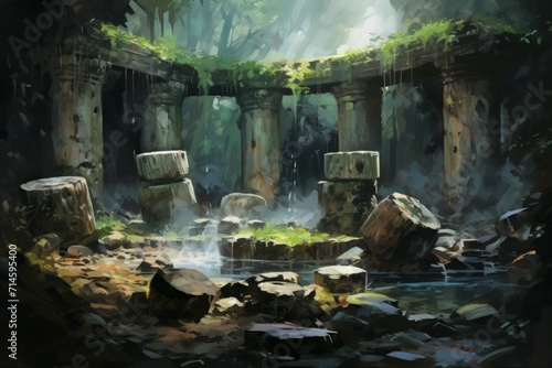 Ancient spirit stones, imbued with the essence of long-forgotten legends - Generative AI
