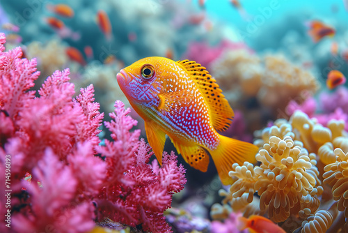 Beautiful Ornamental Fish in Beautiful Coral Reefs © Khamal