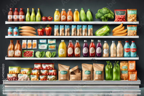 Supermarkt Regale mit frischen Lebensmitteln photo