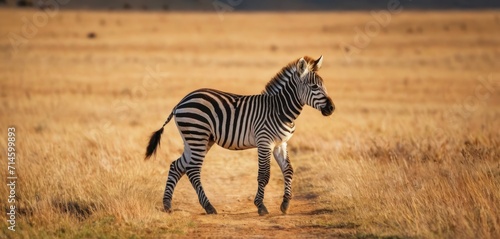  a zebra standing on a dirt road in the middle of a field of dry grass and dry grass in the foreground  with another zebra in the background  in the foreground.