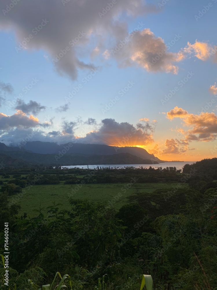 Sunset over Hanalei Bay, Kauai