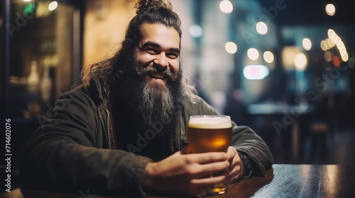 Hombre alegre bebiendo cerveza
