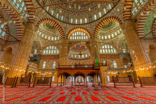 Interior of the Selimiye Mosque. The UNESCO World Heritage Site Of The Selimiye Mosque, Built By Mimar Sinan In 1575