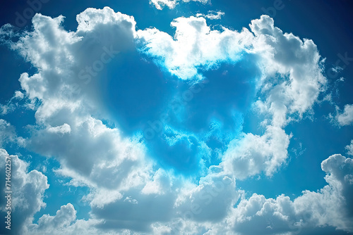 heart shaped cloud on  blue sky photo