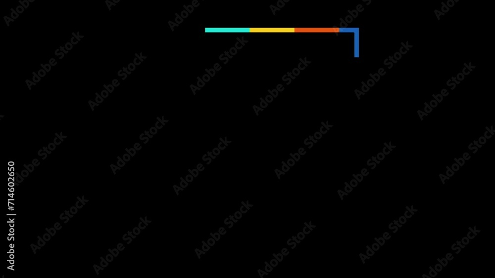 Colored lines move in squares on a black background. Colored lines move in squares on a black background.