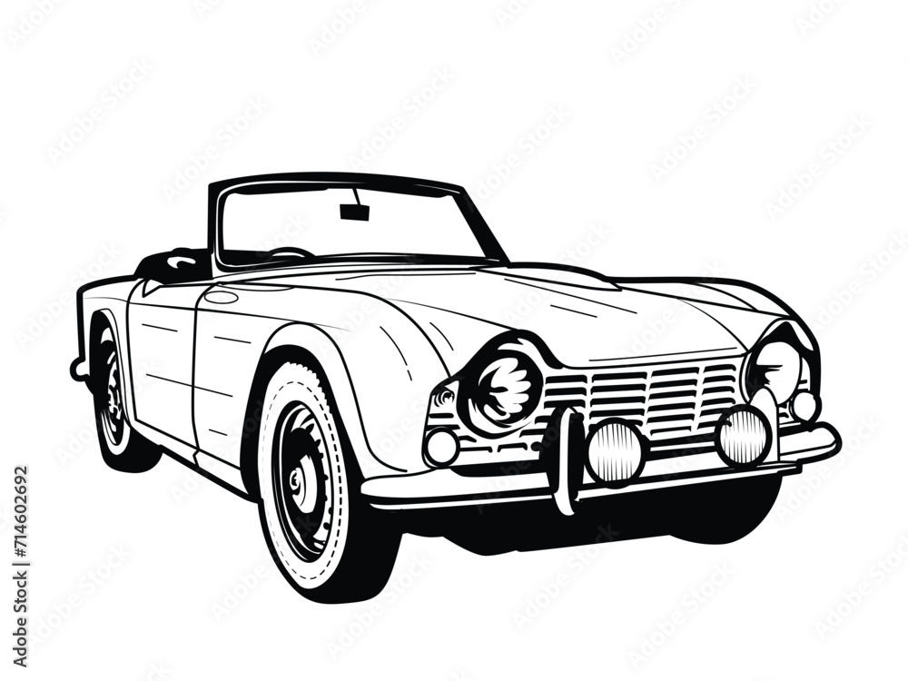 Vintage car illustration isolated on white