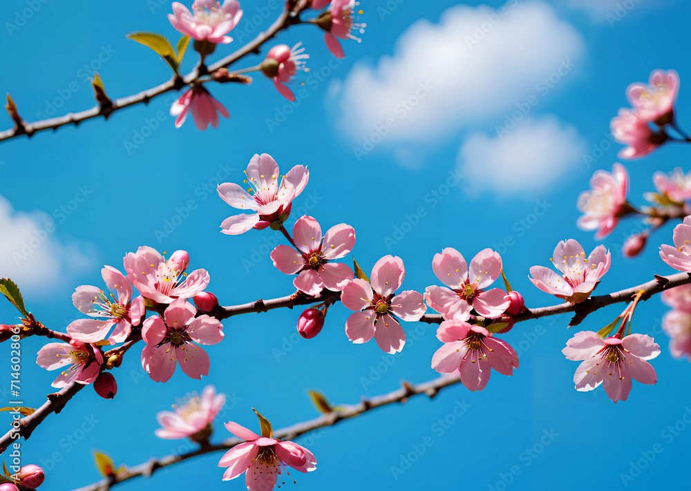 青空の下の桜