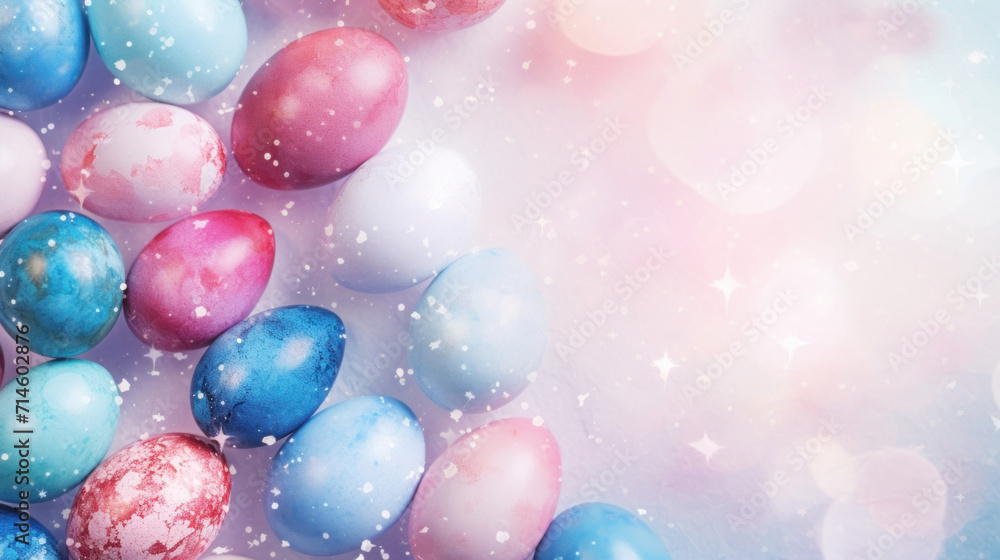 Easter magic comes alive with a dreamy display of Easter eggs adorned with a starry glow, nestled in soft pastel shades and festive sparkles. Easter magic comes alive with a dreamy display of Easter eggs adorned with a starry glow, nestled in soft pastel shades and festive sparkles.