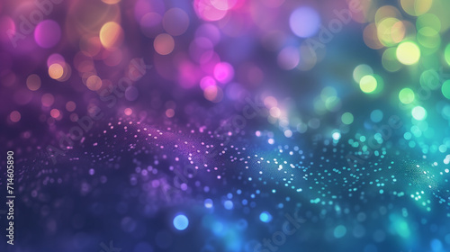 Abstract holo colorful bokeh lights background with a vibrant gradient, suitable for festive or celebration themes