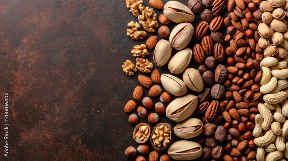 Background with different nuts. Top view of various nuts Background with different nuts. Top view of various nuts