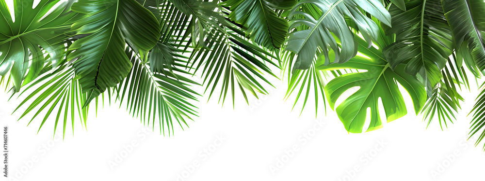Naklejka premium Tropical background with green palm leaves