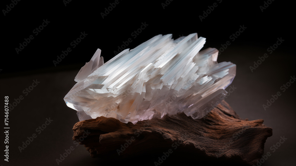 Ulexite, also known as TV Rock mineral on black background Ulexite, also known as TV Rock mineral on black background