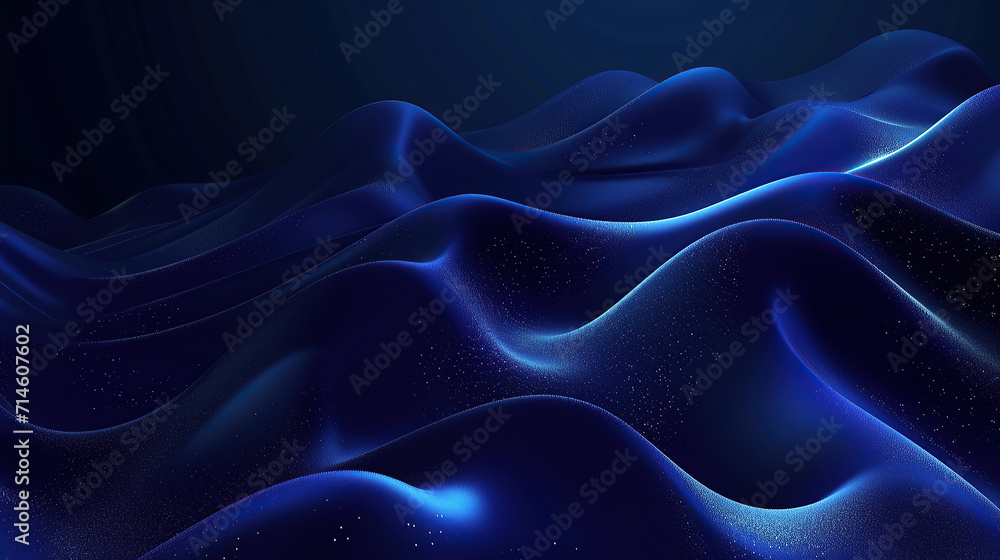 abstract horizontal image of wavy and shiny dark blue background AI generated abstract horizontal image of wavy and shiny dark blue background AI generated