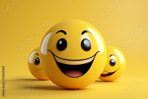 An illustration of a happy smiling emoji emoticon character, smiling face emoji or emoticon icon with happy eyes vector illustration