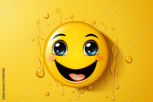 An illustration of a happy smiling emoji emoticon character, smiling face emoji or emoticon icon with happy eyes vector illustration