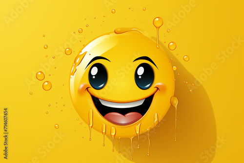 An illustration of a happy smiling emoji emoticon character, smiling face emoji or emoticon icon with happy eyes vector illustration