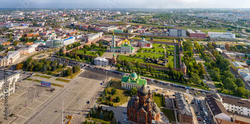 Tula, Russia. Historical center with the Kremlin. Panorama of the city. Summer. Aerial view photo