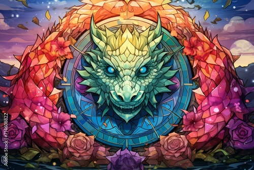 Wallpaper Mural Whirling kaleidoscope dragons, casting mesmerizing patterns with their scales - Generative AI Torontodigital.ca