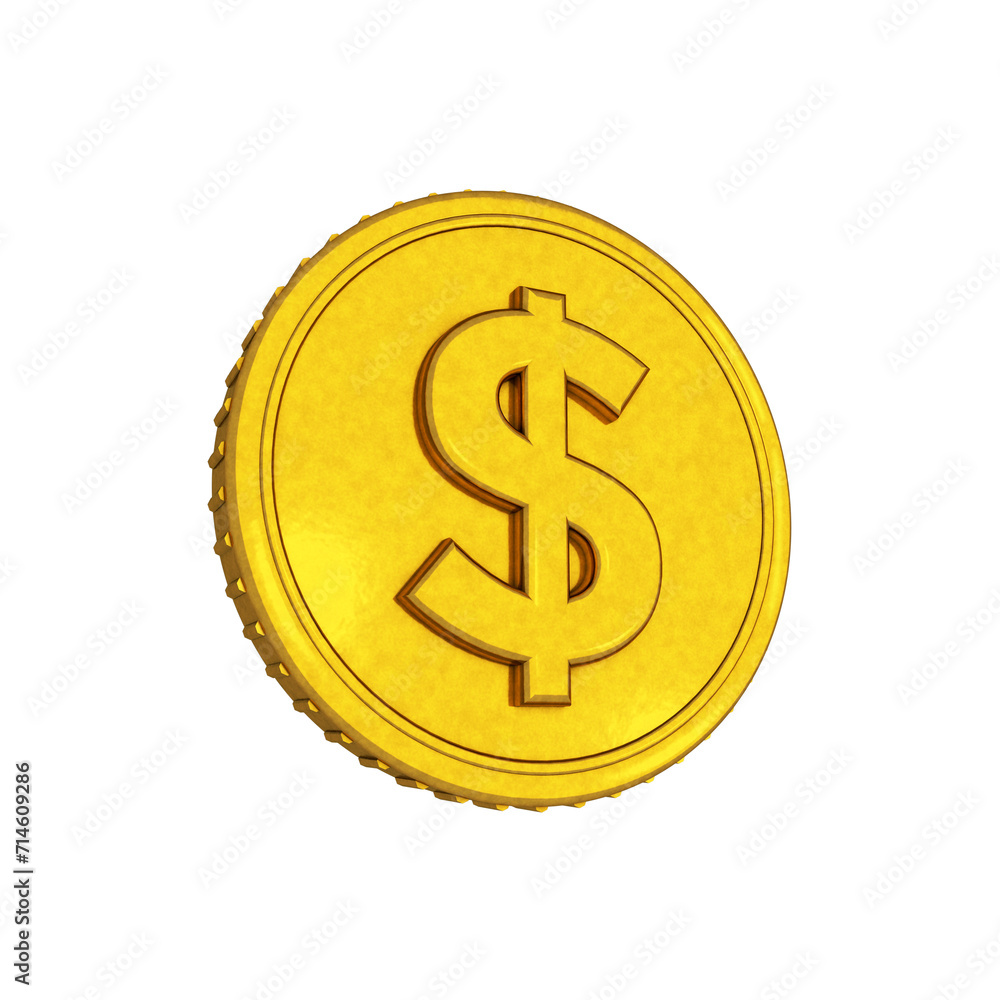 Gold dollar coin isolated 3d render Gold dollar coin isolated 3d render