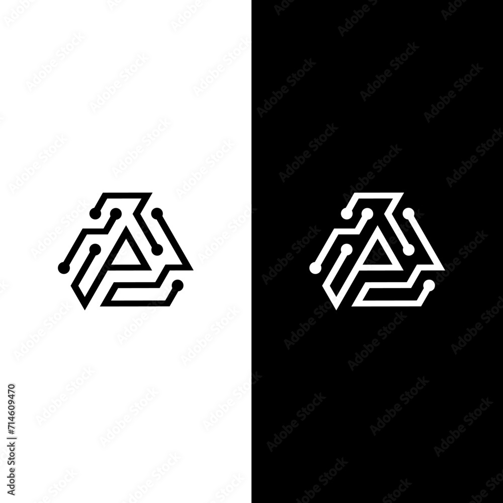 Letter P logo monogram, smooth thin lines, curved linear shape typography design element Letter P logo monogram, smooth thin lines, curved linear shape typography design element