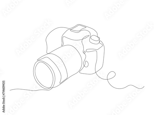 Abstract SLR camera , photography, continuous one line art hand drawing sketch