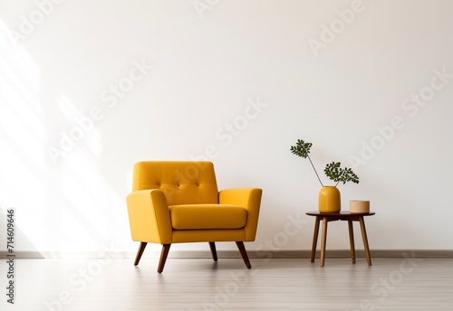 Yellow sofa in modern living room