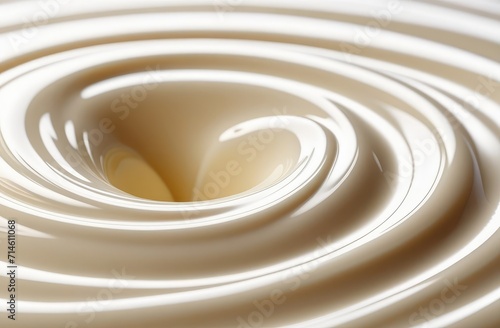 abstract creamy texture, beige background. close up on stringy swirling milky fluid photo