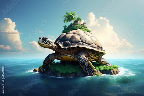 fantasy big turtle on land photo