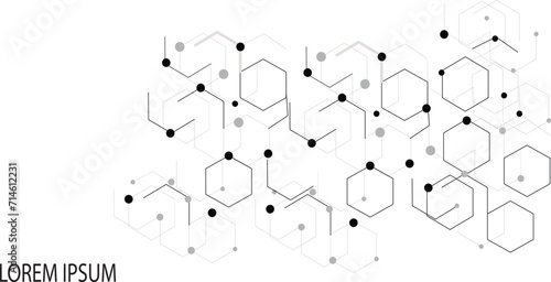 Abstract background with simple hexagonal elements. Technology connection digital data and big data concept .Minimal geometric background.