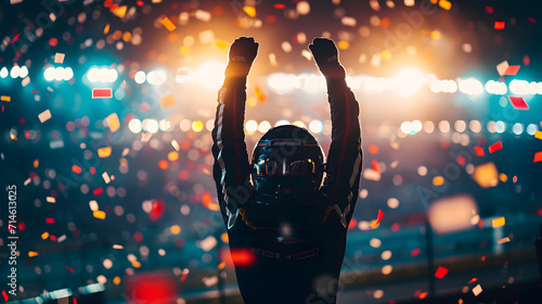 Vászonkép F1 race car driver celebrates victory