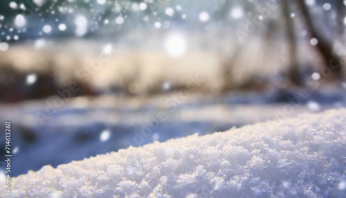 beautiful sunny bright snow texture winter season copy space background selective focus used © Trevin