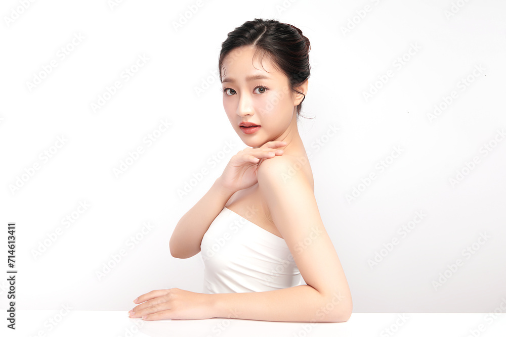 Beautiful young asian woman with clean fresh skin on white background, Face care, Facial treatment, Cosmetology, beauty and spa, Asian women portrait. Beautiful young asian woman with clean fresh skin on white background, Face care, Facial treatment, Cosmetology, beauty and spa, Asian women portrait.