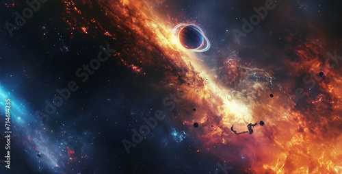 3D illustration of a spiral galaxy with stars and galaxies in the universe.Space scene with planets, stars and galaxies