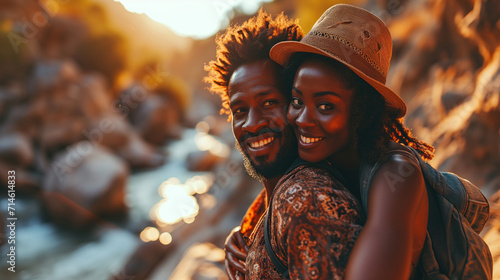 happy black couple enjoying summer on travel holiday
