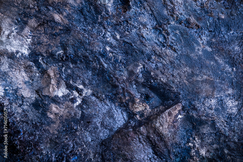 blue covellite (covelline) from kennecott, alaska. macro photography detail texture background. close-up raw rough unpolished semi-precious gemstone
 photo