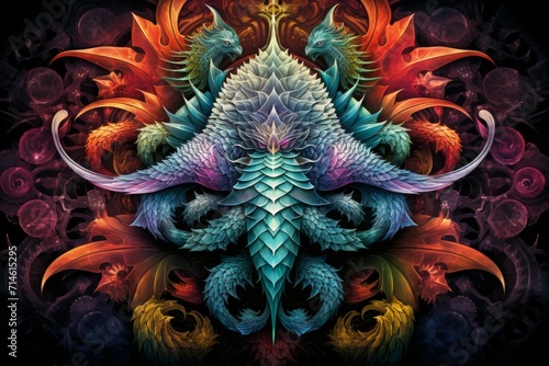 Wallpaper Mural Whirling kaleidoscope dragons, casting mesmerizing patterns with their scales - Generative AI Torontodigital.ca