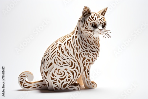 A porcelain cat artifact with a gold design pattern photo