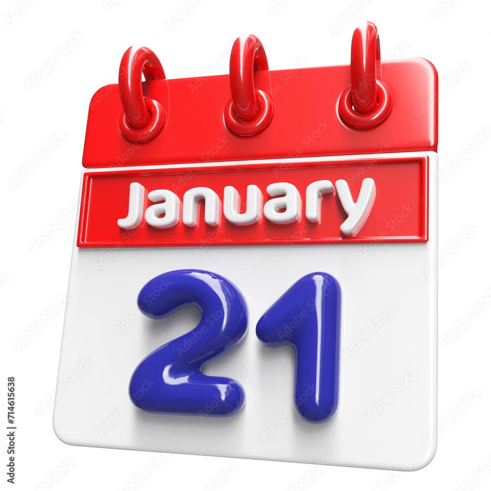 21st January Calendar Icon 3D Render , Calendar Icon 3D Illustration 21st January Calendar Icon 3D Render , Calendar Icon 3D Illustration