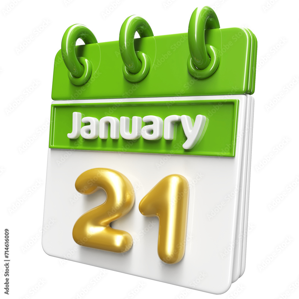 21st January Calendar Icon 3D Render , Calendar Icon 3D Illustration 21st January Calendar Icon 3D Render , Calendar Icon 3D Illustration