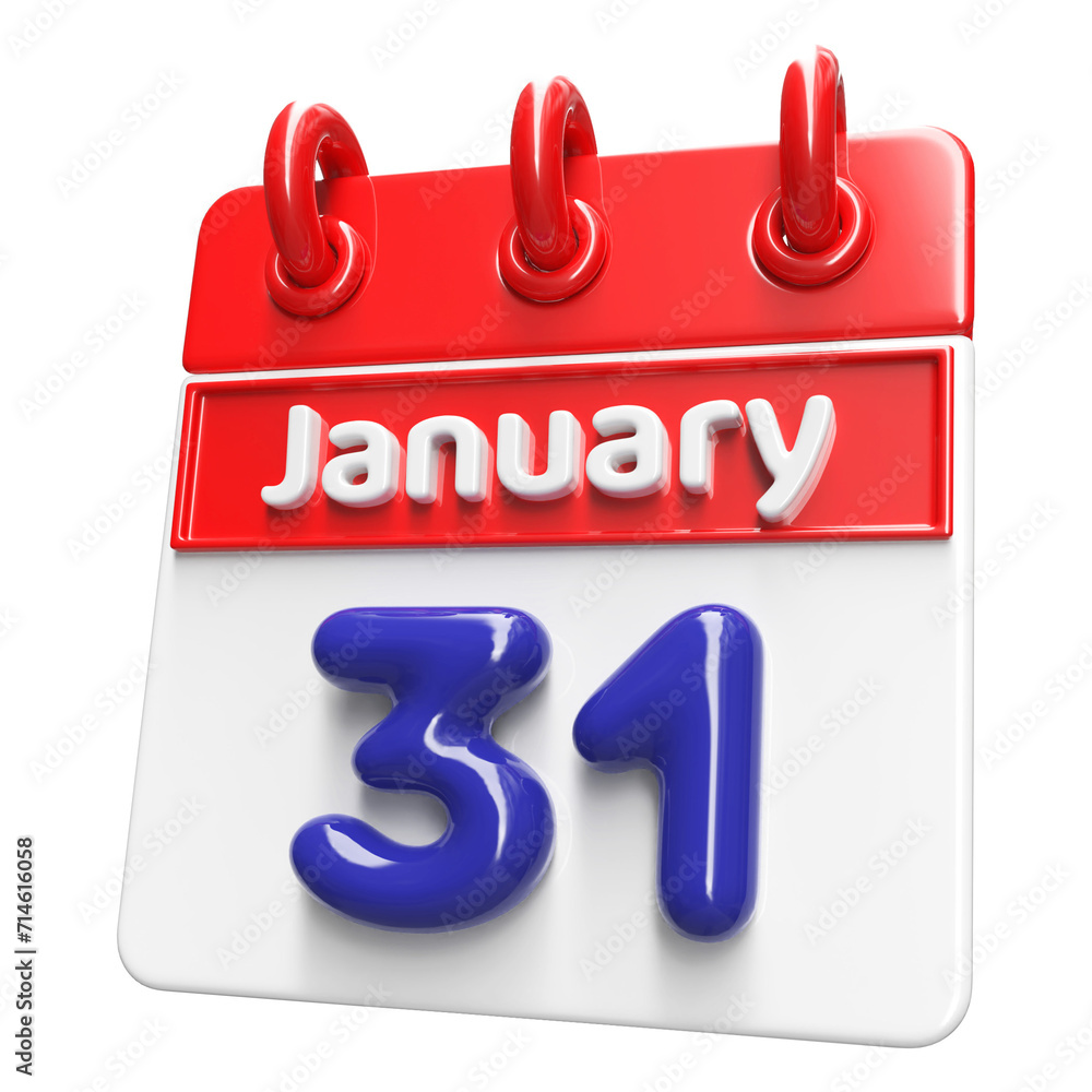 31st January Calendar Icon 3D Render , Calendar Icon 3D Illustration 31st January Calendar Icon 3D Render , Calendar Icon 3D Illustration