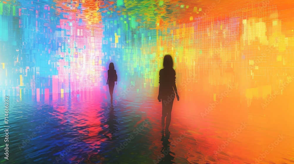 Pixelated Reverie: Dancing Through the Virtual Symphony of Colors