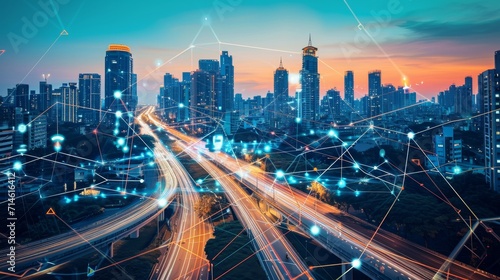 Smart City Infrastructure: Advanced Urban Connectivity with Intelligent Traffic Management at Noon