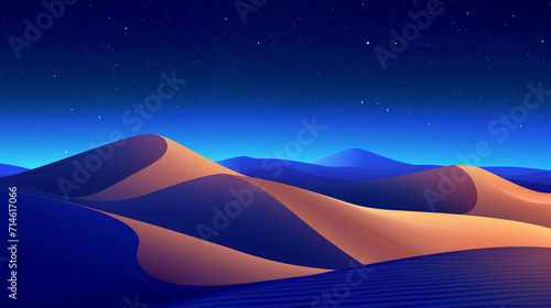 Starry Silence: Minimalistic Desert Night. Generative AI