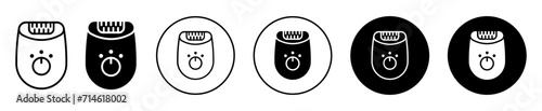 Woman electric epilator  vector icon set collection. Woman electric epilator  Outline flat Icon.