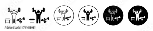 Fitness gym with barbell vector icon set collection. Fitness gym with barbell Outline flat Icon.