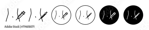 Insulin injecting vector icon set collection. Insulin injecting Outline flat Icon. photo