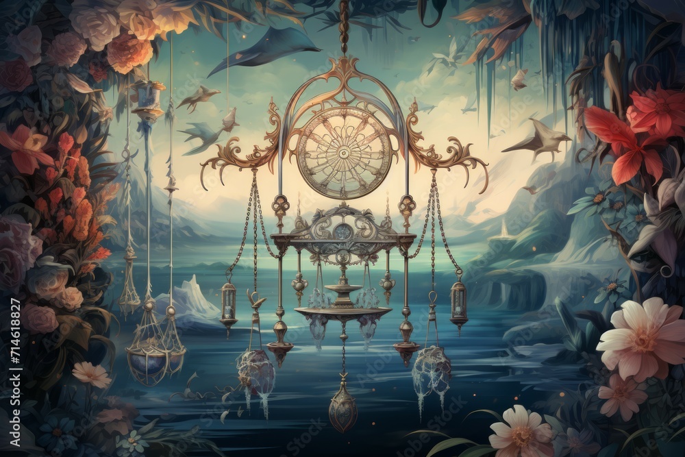 Fototapeta premium Melodic wind chimes, serenading the breeze with enchanting melodies - Generative AI