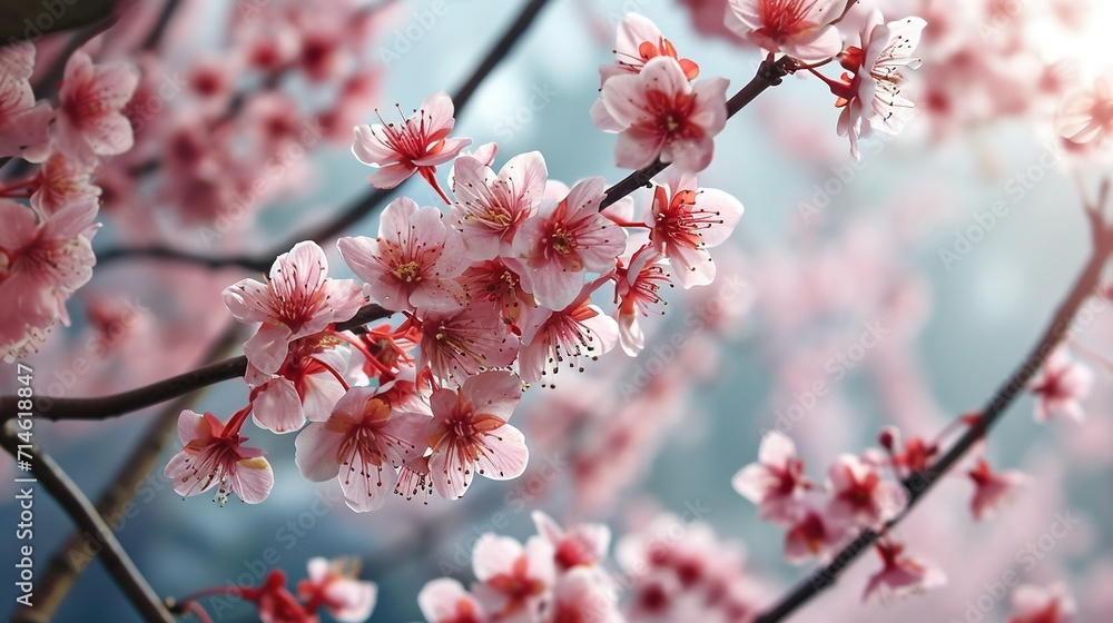 Spring background showing the beauty of nature, cherry blossom branch, Created with Generative Ai technology. Spring background showing the beauty of nature, cherry blossom branch, Created with Generative Ai technology.