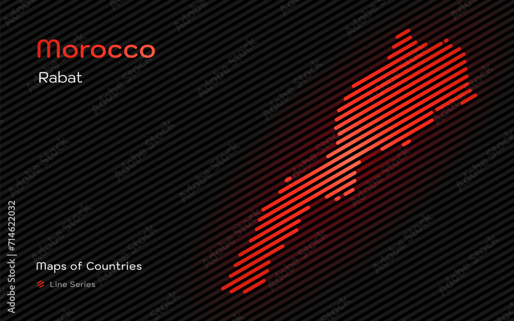 Morocco Map in a Line Pattern. Stylized simple vector map Morocco Map in a Line Pattern. Stylized simple vector map