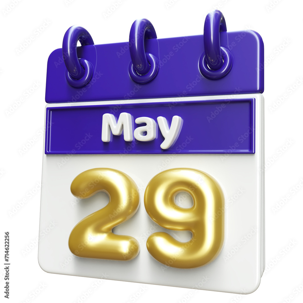 29th May Calendar Icon 3D Render , Calendar Icon 3D Illustration 29th May Calendar Icon 3D Render , Calendar Icon 3D Illustration